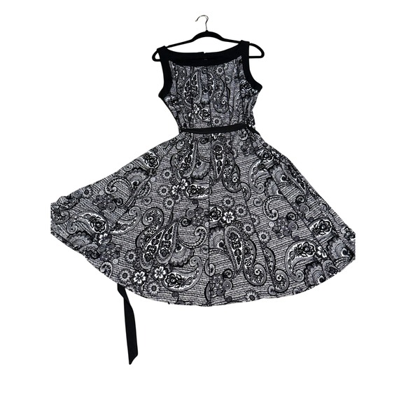 Glamour Dresses & Skirts - Glamour Womens Black White Paisley Floral Lace Print Fit Flare Midi Dress 14